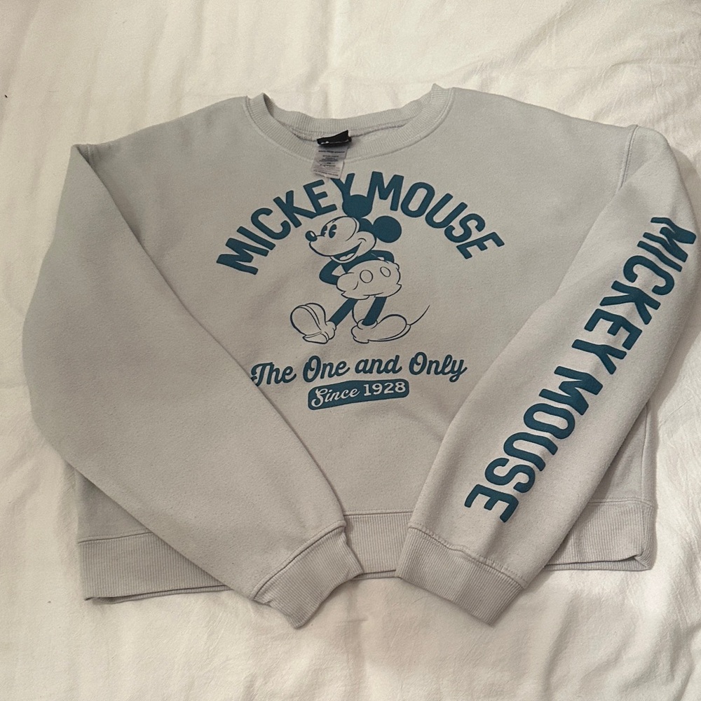 Disney Gray Mickey Mouse Crew Neck Sweater